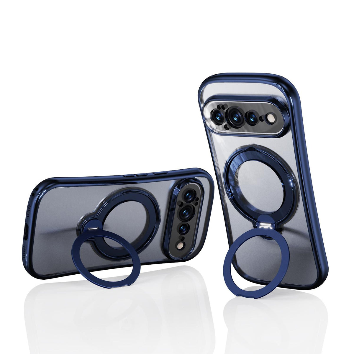 For Google Pixel 11 360 Degree Rotation Holder Magnetic Electroplated Phone Case - Dark Blue - EDA009791701E