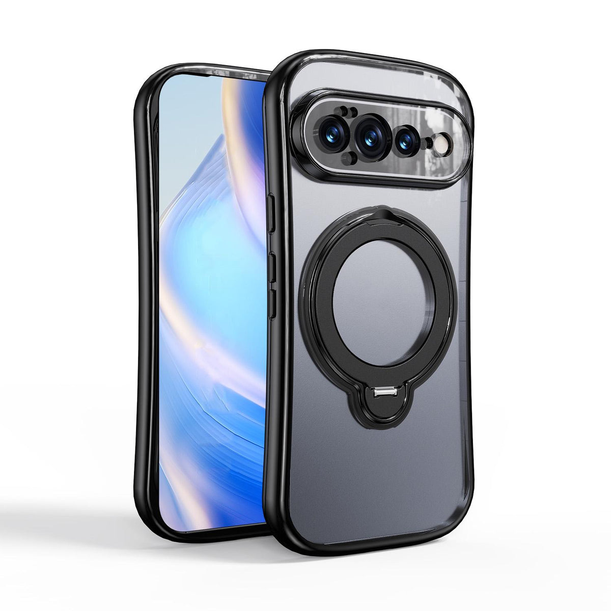 For Google Pixel 11 360 Degree Rotation Holder Magnetic Electroplated Phone Case - Black - EDA009791701F