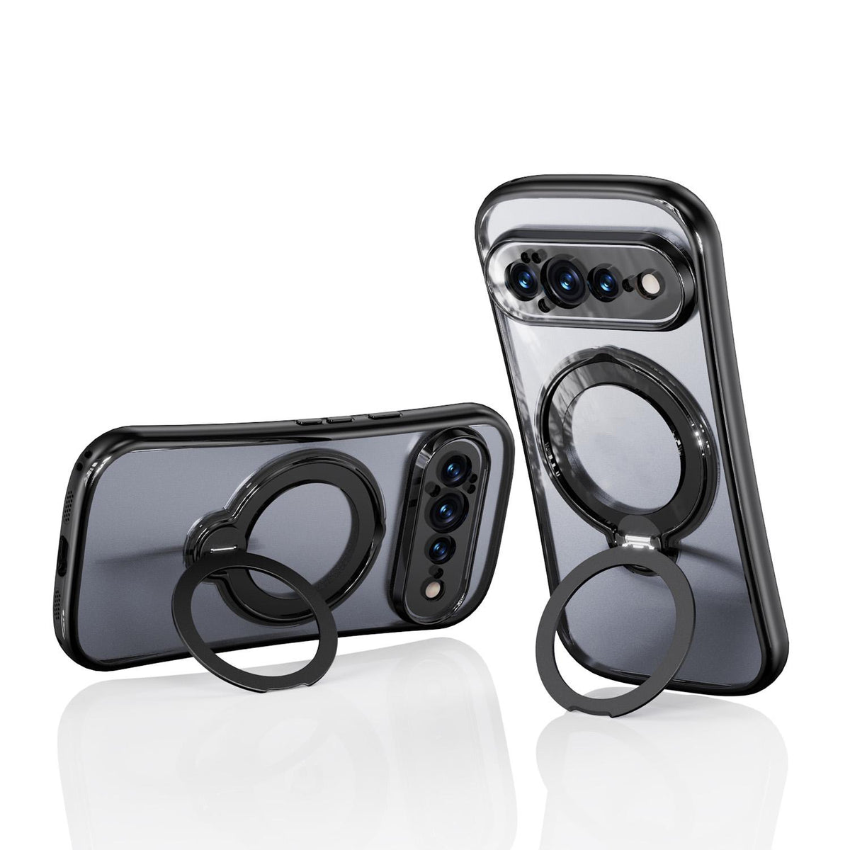 For Google Pixel 11 360 Degree Rotation Holder Magnetic Electroplated Phone Case - Black - EDA009791701F