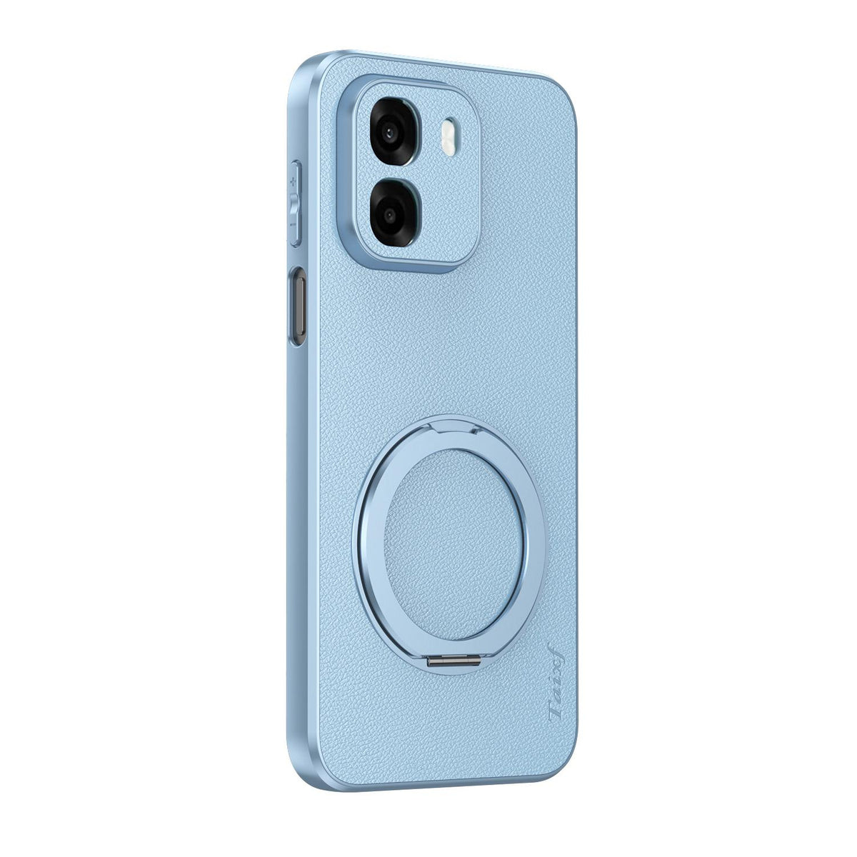 For OPPO A6s 5G Goatskin Vegan Leather Magnetic Phone Case  With 360 Degree Rotating Holder - Blue - EDA009792604C