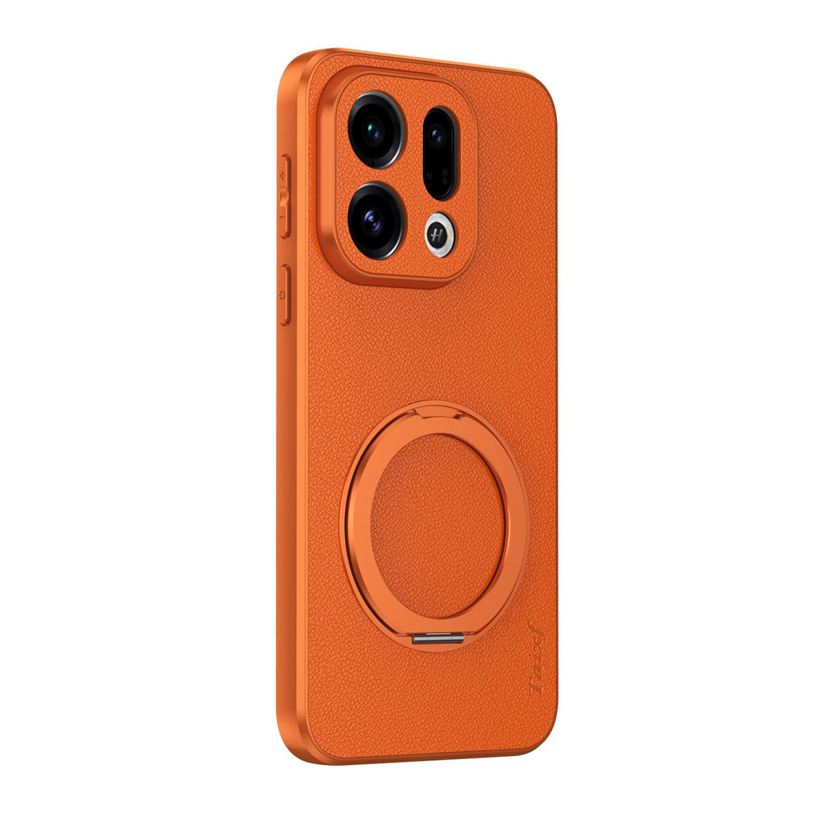 For OPPO Find X9 Goatskin Vegan Leather Magnetic Phone Case  With 360 Degree Rotating Holder - Orange - EDA009792607A