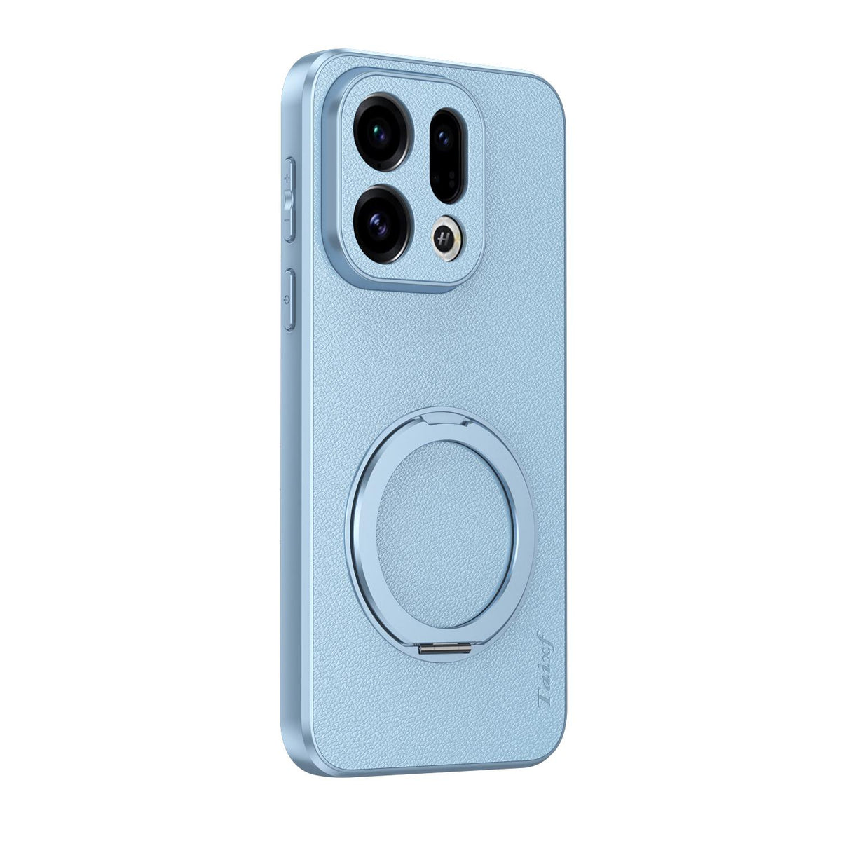 For OPPO Find X9 Goatskin Vegan Leather Magnetic Phone Case  With 360 Degree Rotating Holder - Blue - EDA009792607C