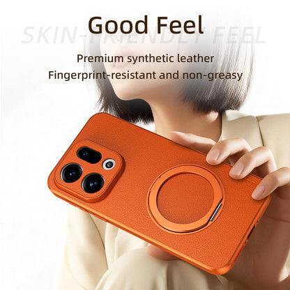 For OPPO Find X9 Pro Goatskin Vegan Leather Magnetic Phone Case  With 360 Degree Rotating Holder - Blue - EDA009792608C