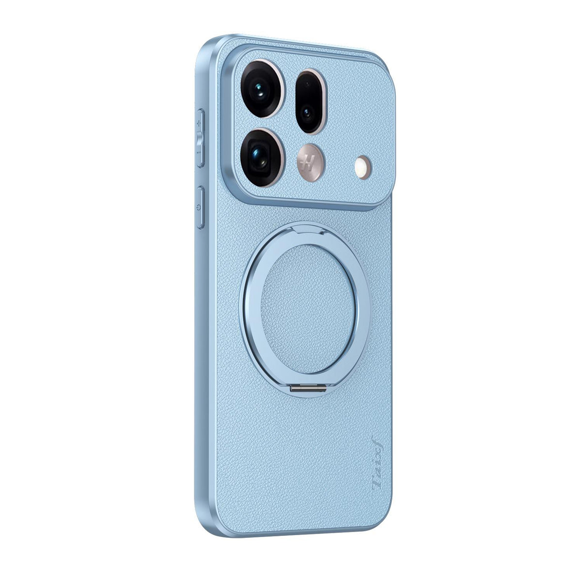 For OPPO Find X9s Pro 5G Goatskin Vegan Leather Magnetic Phone Case  With 360 Degree Rotating Holder - Blue - EDA009792609C