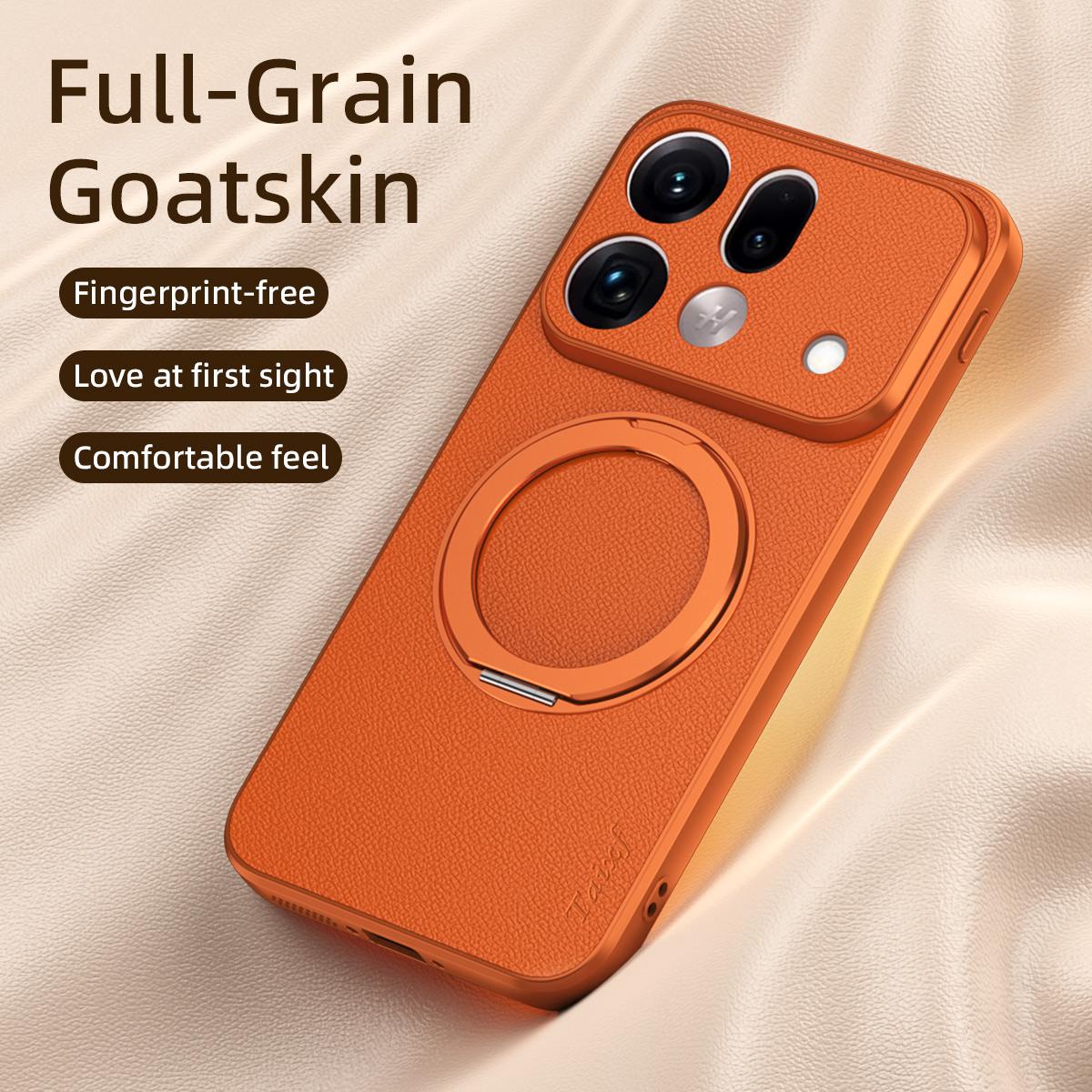 For OPPO Find X9s Pro 5G Goatskin Vegan Leather Magnetic Phone Case  With 360 Degree Rotating Holder - Blue - EDA009792609C