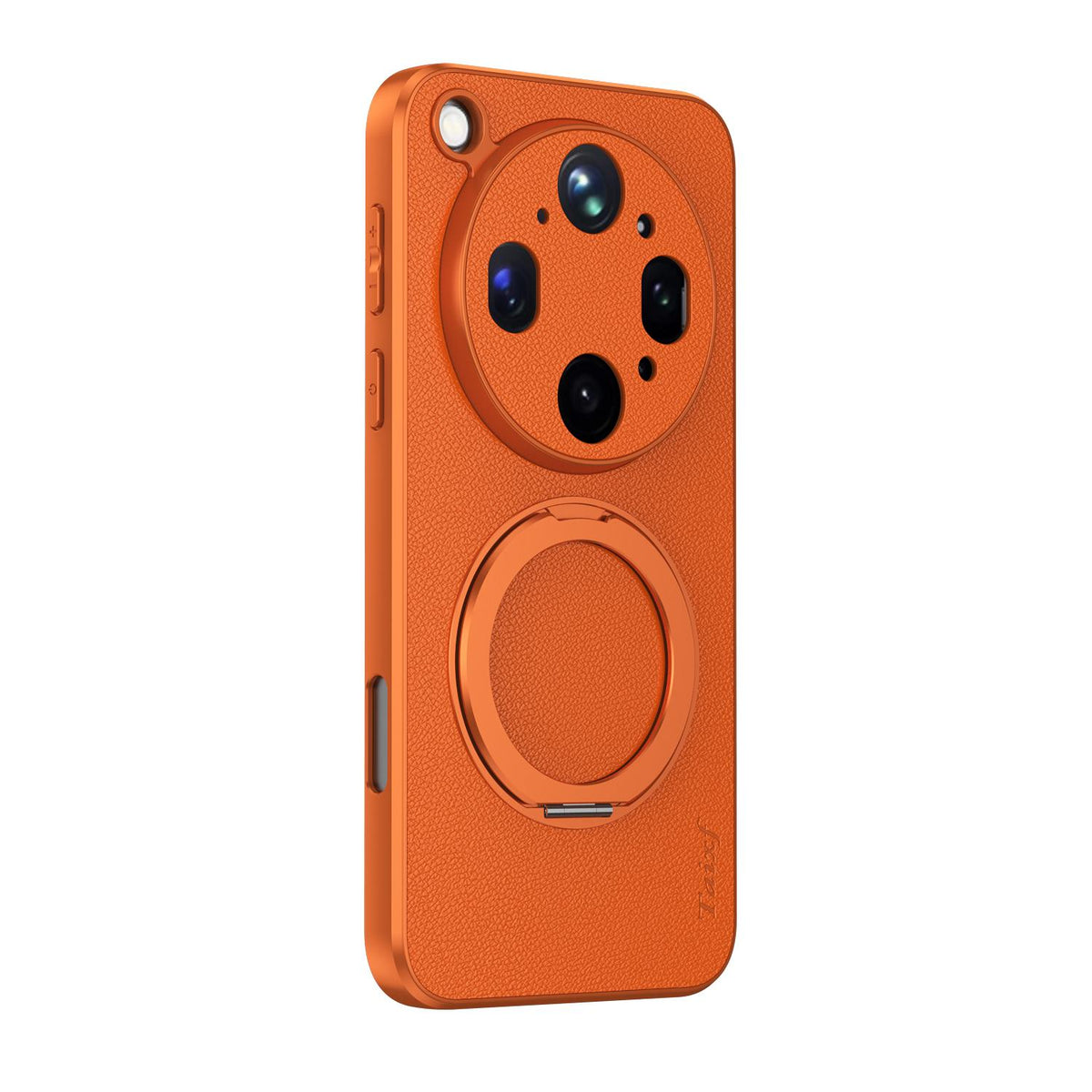 For OPPO Find X9 Ultra 5G Goatskin Vegan Leather Magnetic Phone Case  With 360 Degree Rotating Holder - Orange - EDA009792610A