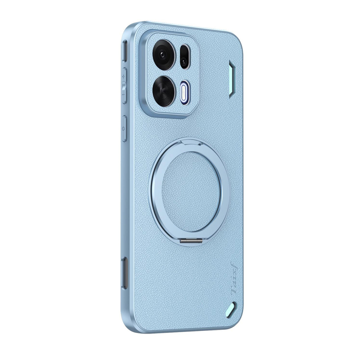 For OPPO K15 Pro+ Goatskin Vegan Leather Magnetic Phone Case  With 360 Degree Rotating Holder - Blue - EDA009792611C