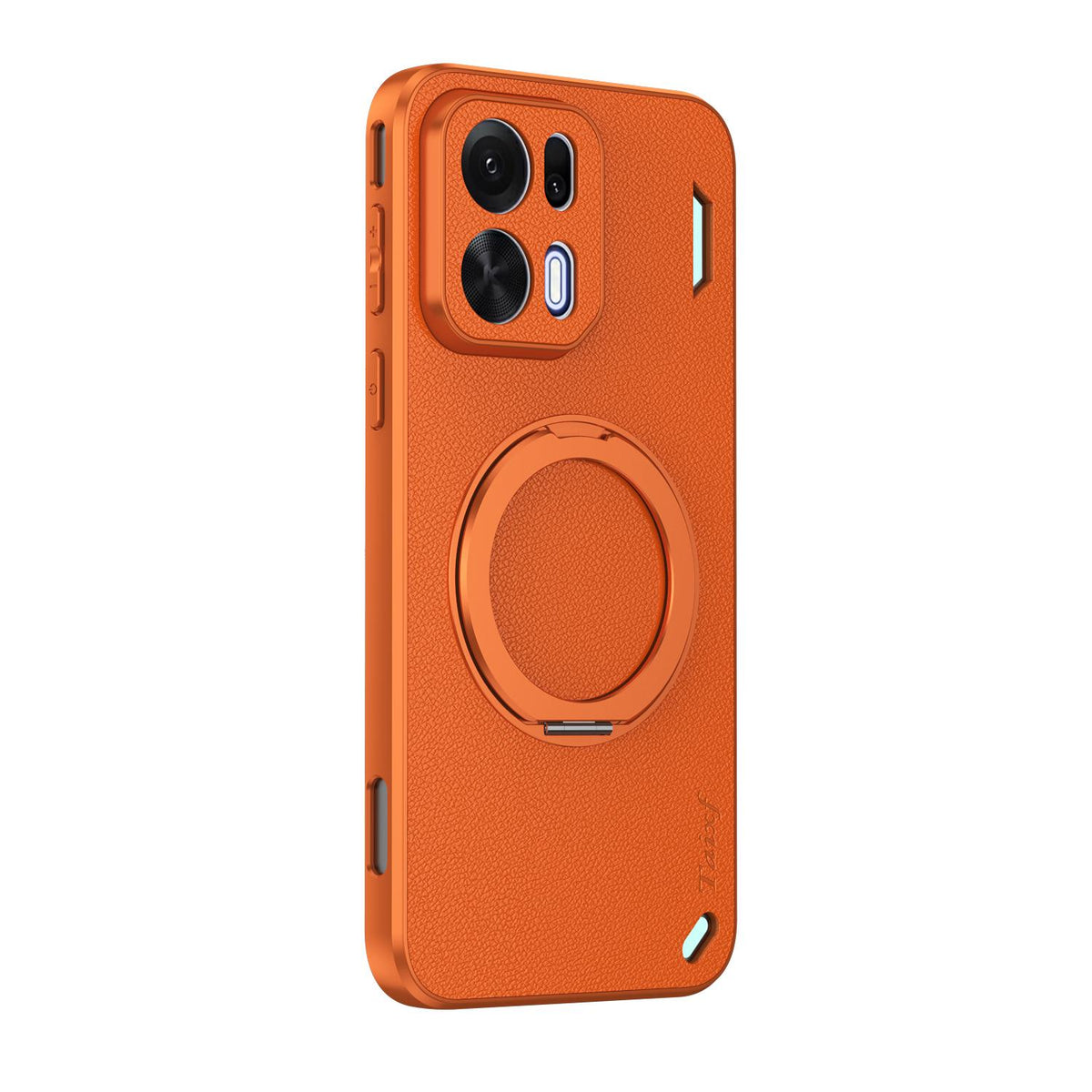 For OPPO K15 Pro 5G Goatskin Vegan Leather Magnetic Phone Case  With 360 Degree Rotating Holder - Orange - EDA009792612A