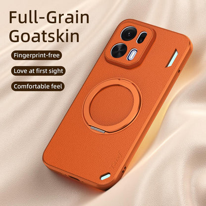 For OPPO K15 Pro 5G Goatskin Vegan Leather Magnetic Phone Case  With 360 Degree Rotating Holder - Blue - EDA009792612C