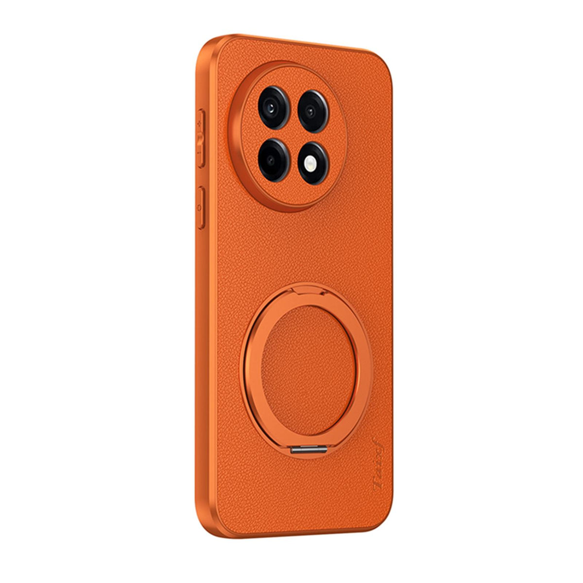 For OnePlus Ace 5 Goatskin Vegan Leather Magnetic Phone Case With 360 Degree Rotating Holder - Orange - EDA009793104A