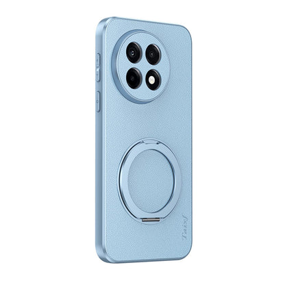 For OnePlus Ace 5 Goatskin Vegan Leather Magnetic Phone Case With 360 Degree Rotating Holder - Blue - EDA009793104C