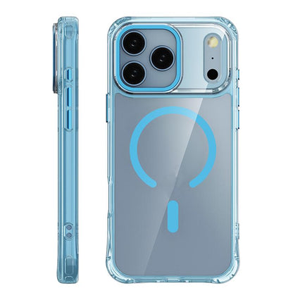 For iPhone 17 Pro Max Shockproof Magnetic PC Hybrid TPU Phone Case - Transparent Blue - EDA009793501A