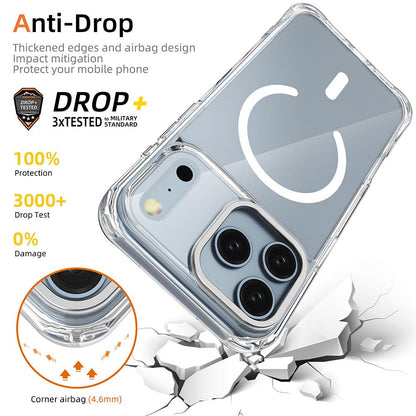 For iPhone 17 Pro Max Shockproof Magnetic PC Hybrid TPU Phone Case - Transparent Blue - EDA009793501A
