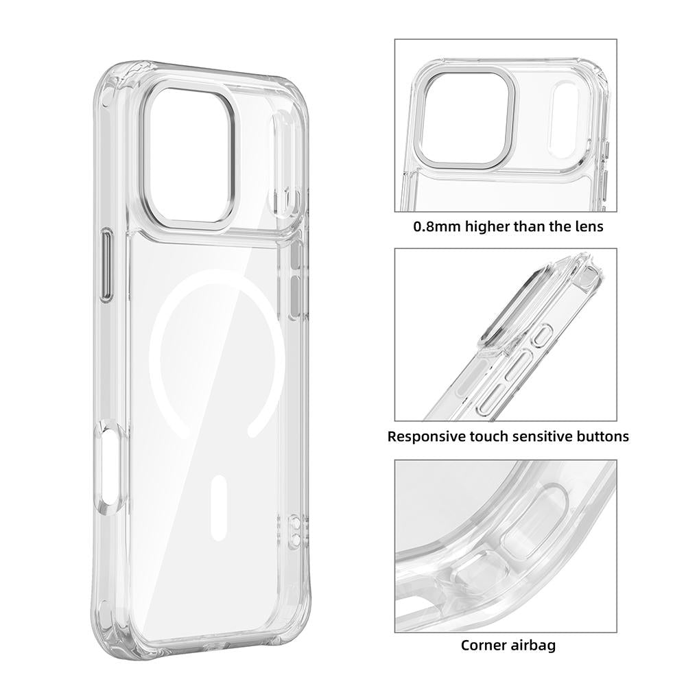 For iPhone 17 Pro Max Shockproof Magnetic PC Hybrid TPU Phone Case - Transparent Purple - EDA009793501B