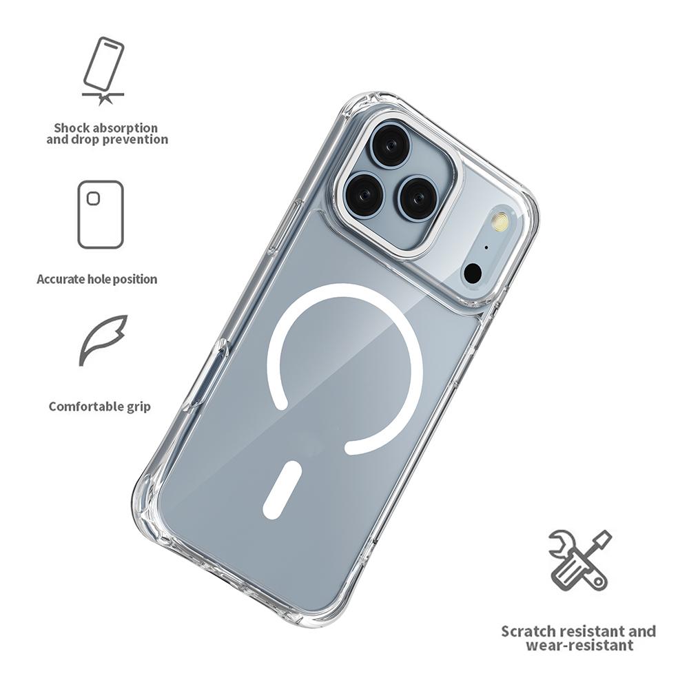 For iPhone 17 Pro Max Shockproof Magnetic PC Hybrid TPU Phone Case - Transparent Black - EDA009793501D
