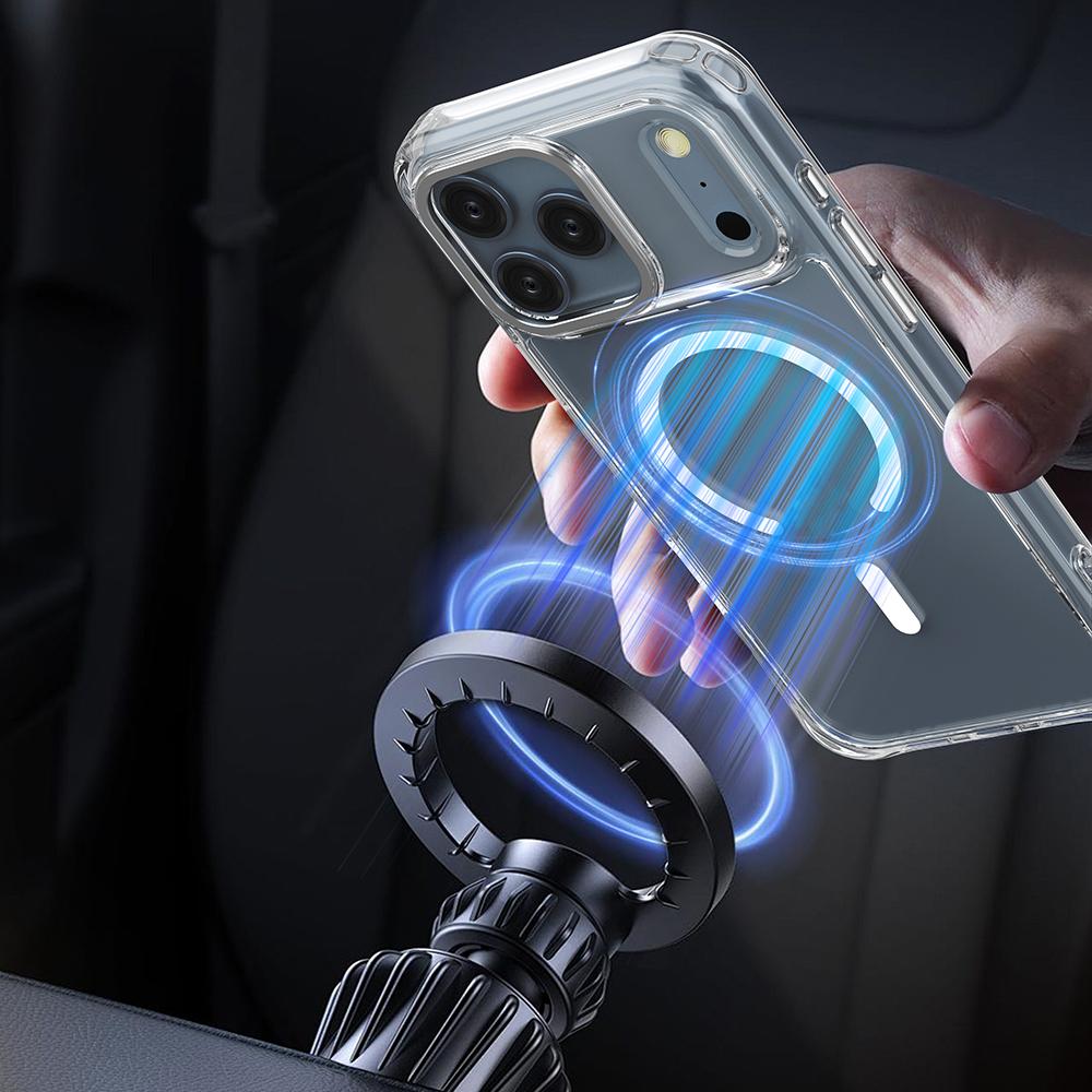 For iPhone 17 Pro Max Shockproof Magnetic PC Hybrid TPU Phone Case - Transparent Black - EDA009793501D