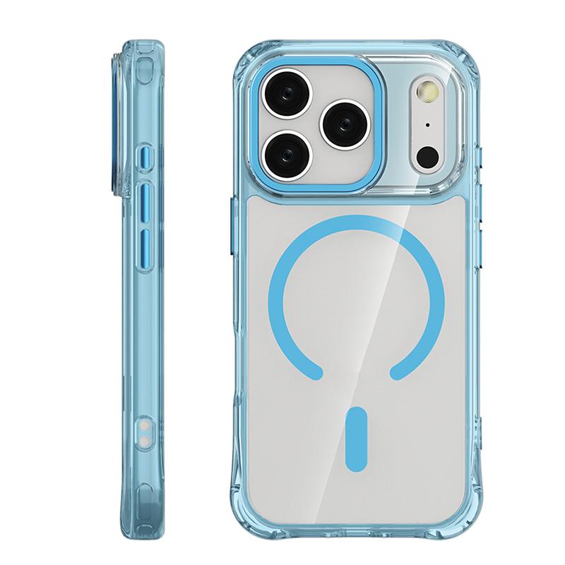 For iPhone 17 Pro Shockproof Magnetic PC Hybrid TPU Phone Case - Transparent Blue - EDA009793502A