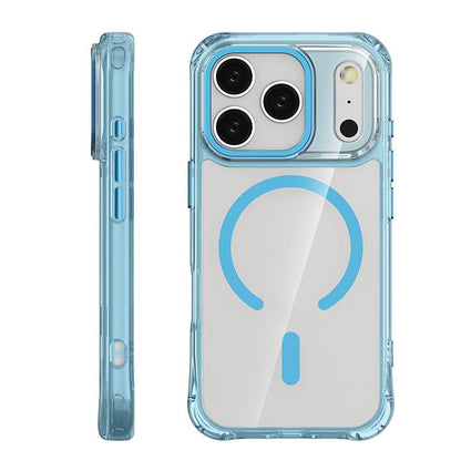 For iPhone 17 Pro Shockproof Magnetic PC Hybrid TPU Phone Case - Transparent Blue - EDA009793502A