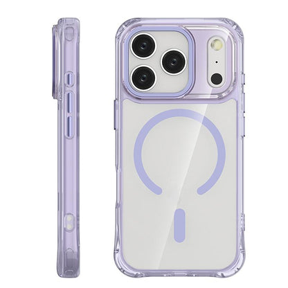 For iPhone 17 Pro Shockproof Magnetic PC Hybrid TPU Phone Case - Transparent Purple - EDA009793502B
