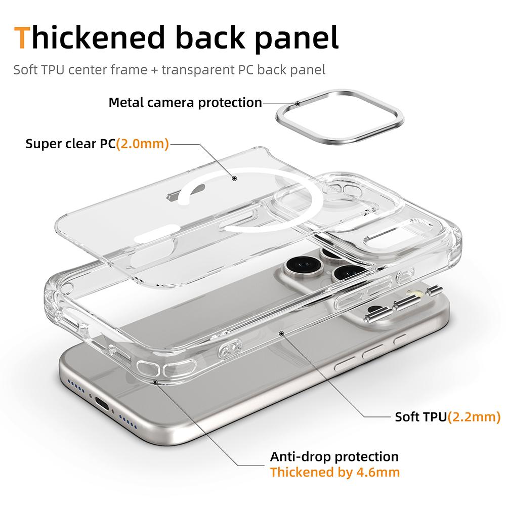 For iPhone 17 Pro Shockproof Magnetic PC Hybrid TPU Phone Case - Transparent Purple - EDA009793502B