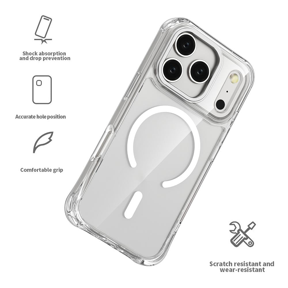 For iPhone 17 Pro Shockproof Magnetic PC Hybrid TPU Phone Case - Transparent Pink - EDA009793502C