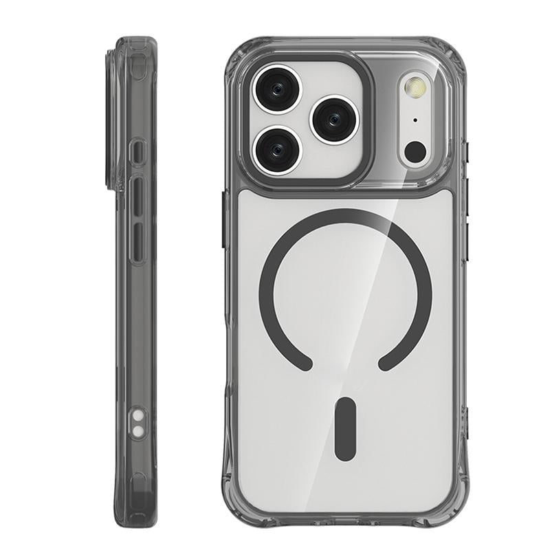 For iPhone 17 Pro Shockproof Magnetic PC Hybrid TPU Phone Case - Transparent Black - EDA009793502D