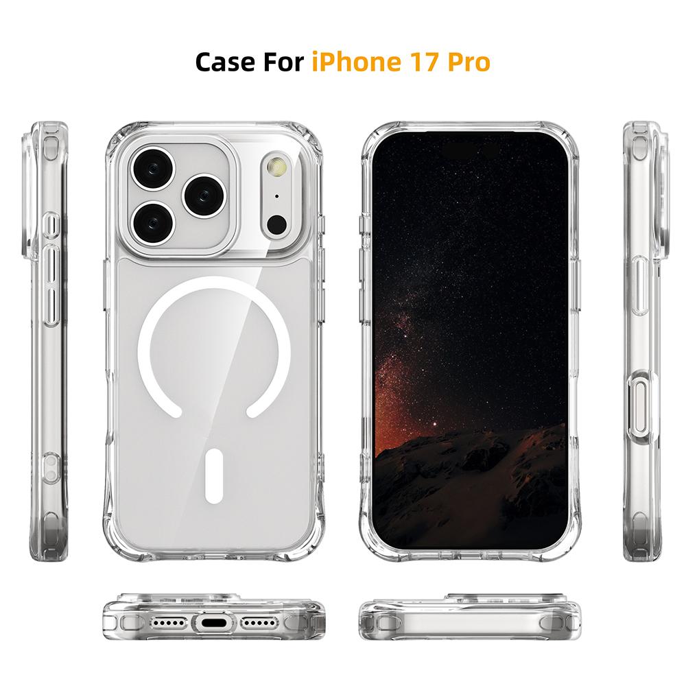 For iPhone 17 Pro Shockproof Magnetic PC Hybrid TPU Phone Case - Transparent Black - EDA009793502D
