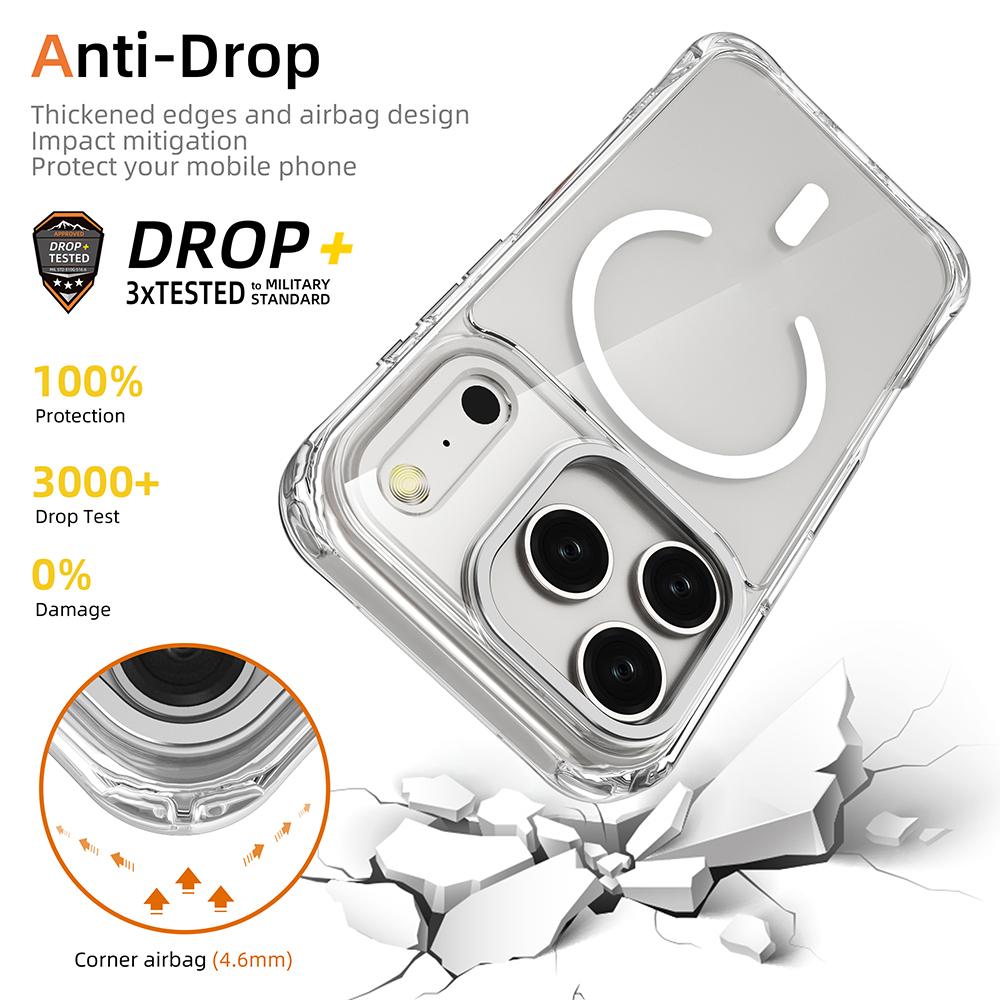 For iPhone 17 Pro Shockproof Magnetic PC Hybrid TPU Phone Case - Transparent Black - EDA009793502D