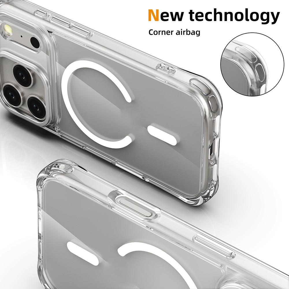 For iPhone 17 Pro Shockproof Magnetic PC Hybrid TPU Phone Case - Transparent Black - EDA009793502D