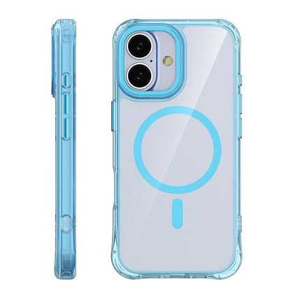 For iPhone 17 Shockproof Magnetic PC Hybrid TPU Phone Case - Transparent Blue - EDA009793503A