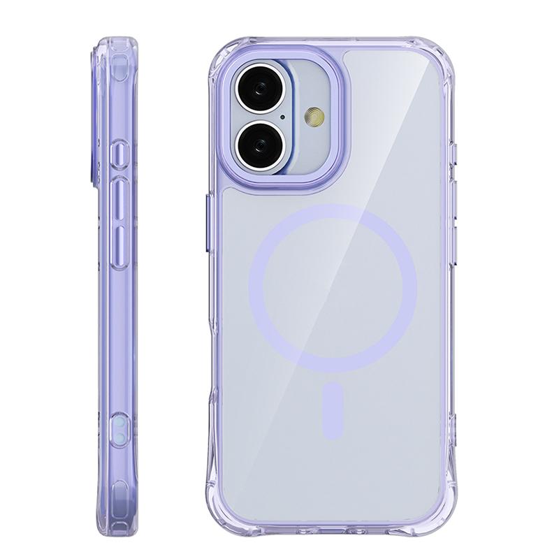 For iPhone 17 Shockproof Magnetic PC Hybrid TPU Phone Case - Transparent Purple - EDA009793503B