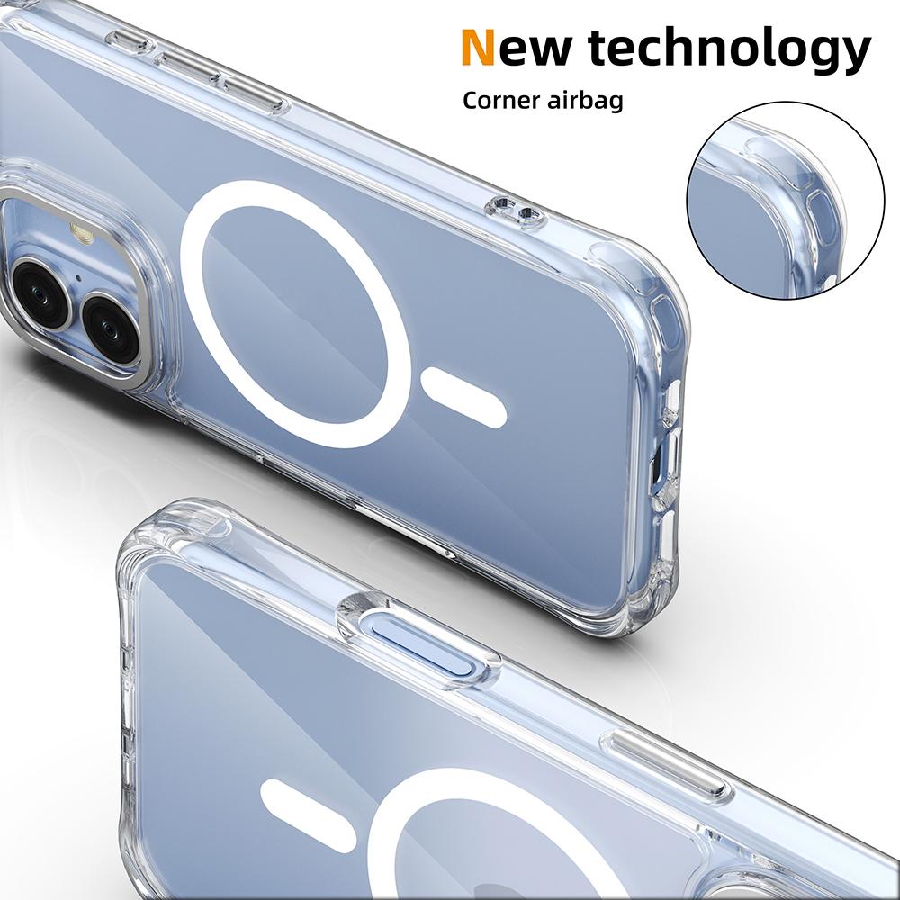 For iPhone 17 Shockproof Magnetic PC Hybrid TPU Phone Case - Transparent Purple - EDA009793503B