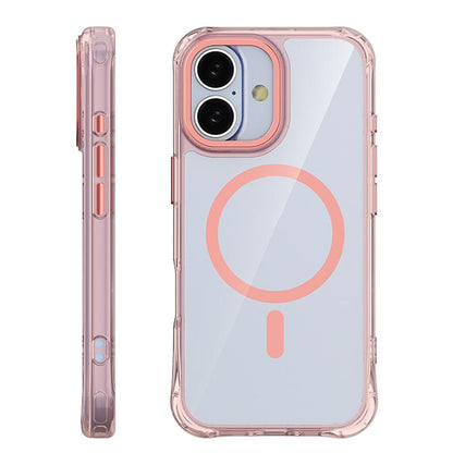 For iPhone 17 Shockproof Magnetic PC Hybrid TPU Phone Case - Transparent Pink - EDA009793503C