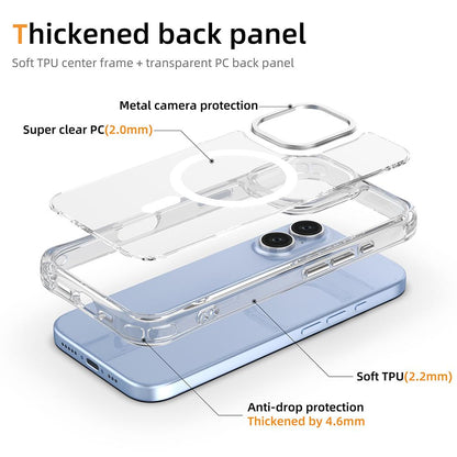For iPhone 17 Shockproof Magnetic PC Hybrid TPU Phone Case - Transparent Pink - EDA009793503C