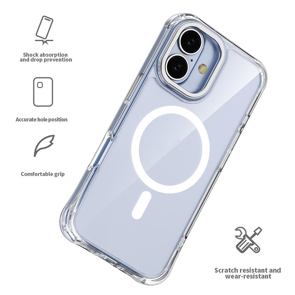 For iPhone 17 Shockproof Magnetic PC Hybrid TPU Phone Case - Transparent Pink - EDA009793503C