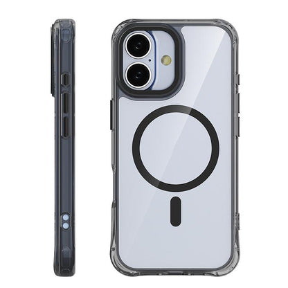 For iPhone 17 Shockproof Magnetic PC Hybrid TPU Phone Case - Transparent Black - EDA009793503D