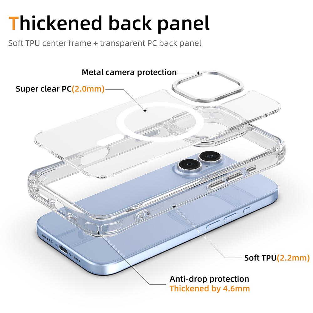 For iPhone 17 Shockproof Magnetic PC Hybrid TPU Phone Case - Transparent Black - EDA009793503D