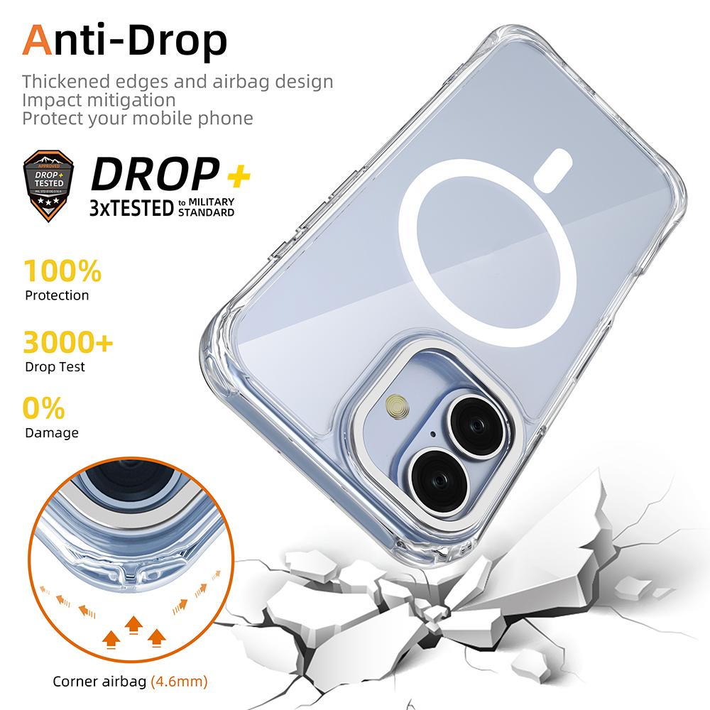 For iPhone 17 Shockproof Magnetic PC Hybrid TPU Phone Case - Transparent Black - EDA009793503D