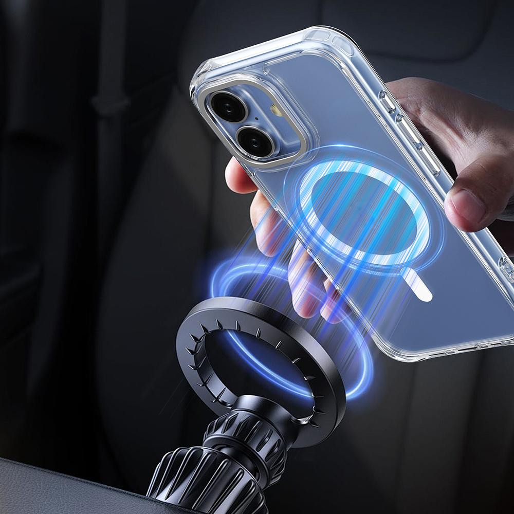 For iPhone 17 Shockproof Magnetic PC Hybrid TPU Phone Case - Transparent Black - EDA009793503D