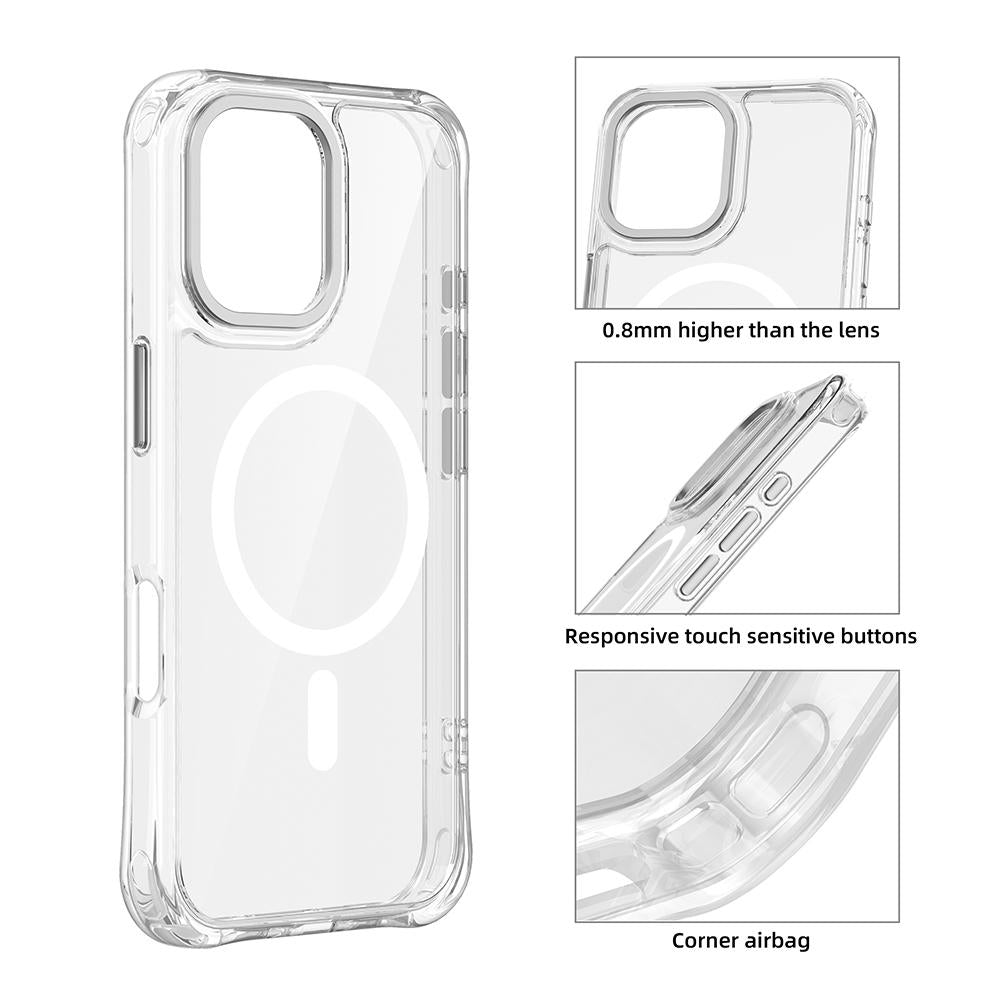For iPhone 17 Shockproof Magnetic PC Hybrid TPU Phone Case - Transparent - EDA009793503E