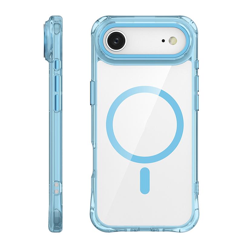 For iPhone Air Shockproof Magnetic PC Hybrid TPU Phone Case - Transparent Blue - EDA009793504A