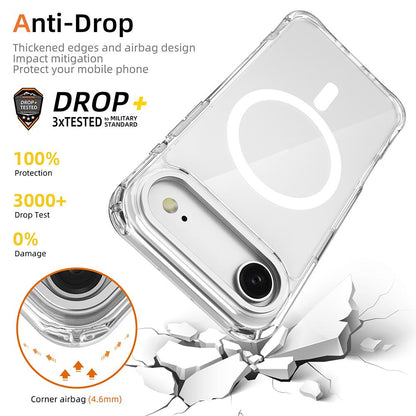 For iPhone Air Shockproof Magnetic PC Hybrid TPU Phone Case - Transparent Blue - EDA009793504A