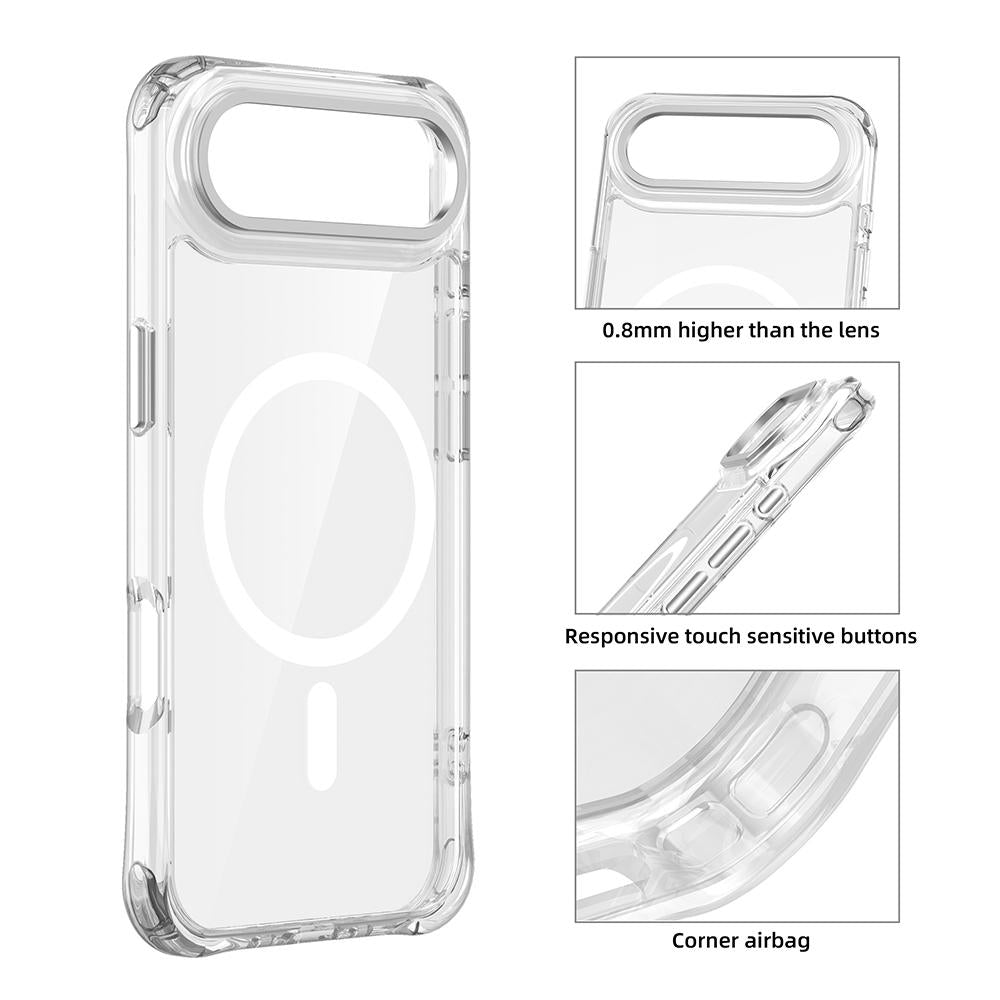 For iPhone Air Shockproof Magnetic PC Hybrid TPU Phone Case - Transparent Purple - EDA009793504B