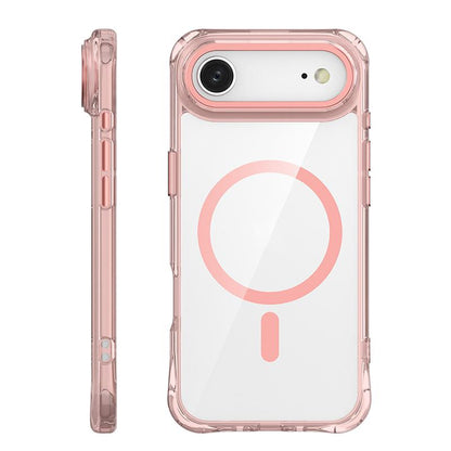 For iPhone Air Shockproof Magnetic PC Hybrid TPU Phone Case - Transparent Pink - EDA009793504C