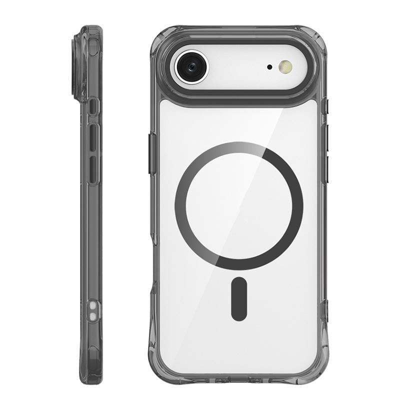 For iPhone Air Shockproof Magnetic PC Hybrid TPU Phone Case - Transparent Black - EDA009793504D