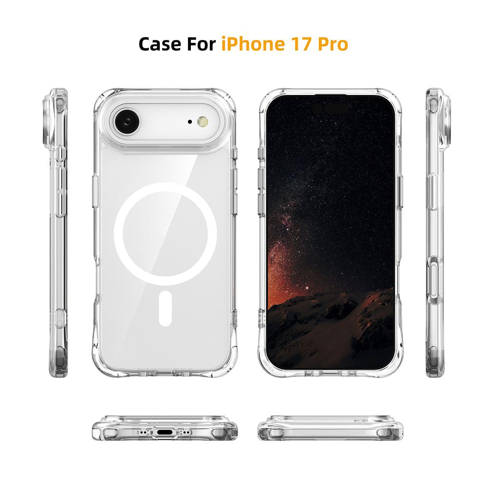 For iPhone Air Shockproof Magnetic PC Hybrid TPU Phone Case - Transparent Black - EDA009793504D