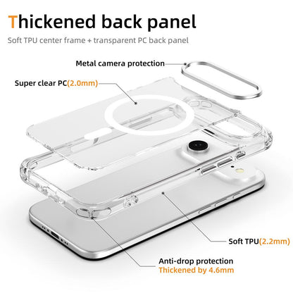 For iPhone Air Shockproof Magnetic PC Hybrid TPU Phone Case - Transparent Black - EDA009793504D