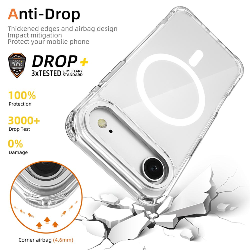 For iPhone Air Shockproof Magnetic PC Hybrid TPU Phone Case - Transparent Black - EDA009793504D