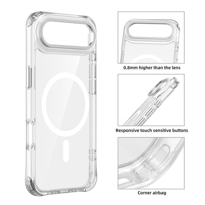 For iPhone Air Shockproof Magnetic PC Hybrid TPU Phone Case - Transparent Black - EDA009793504D