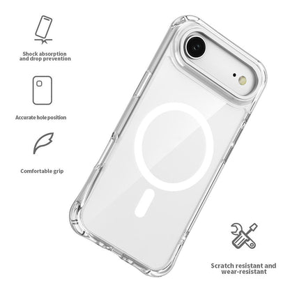 For iPhone Air Shockproof Magnetic PC Hybrid TPU Phone Case - Transparent Black - EDA009793504D